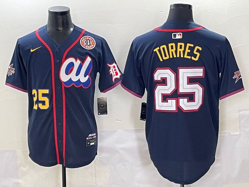 Men 2025 Detroit Tigers #25 Torres Blue All star Blank Blue Nike MLB Jersey style 6